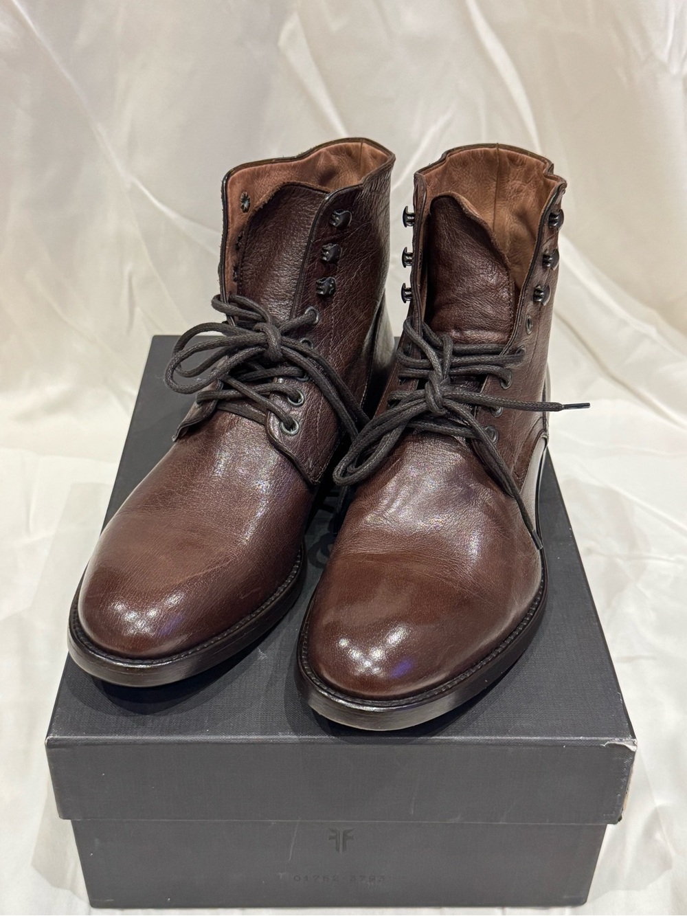 Frye Dark Brown Leather Lace-Up Ankle Boots
